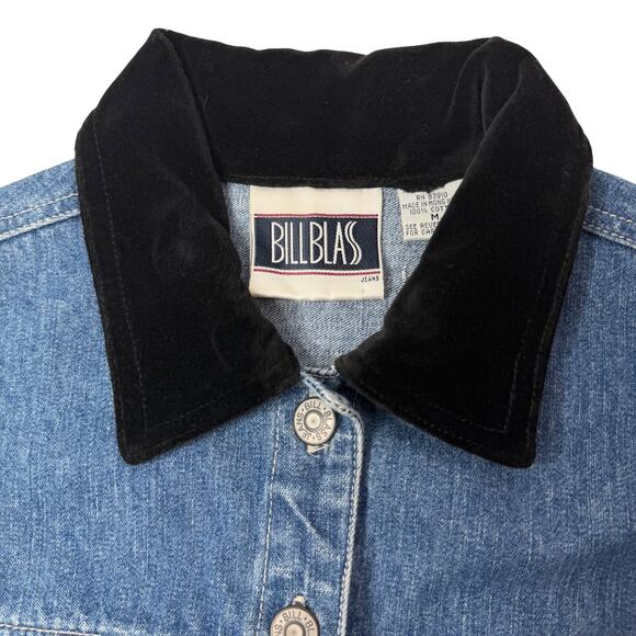 Vintage 90s Bill Blass Jeans Velvet Collar Denim Vest Womens size Medium - Picture 6 of 12